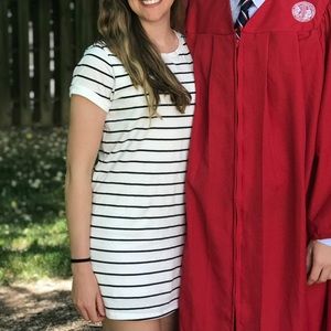 Black and white striped dress